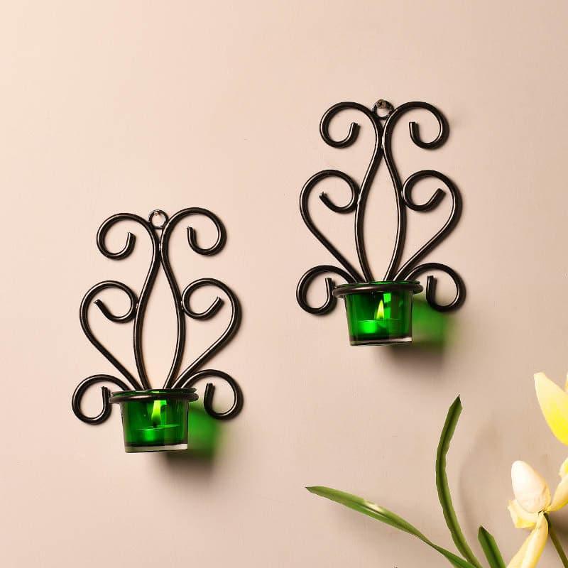 Buy Antique Sconce Candle Holder (Green) - Set Of Two Candle Holders from Vaaree