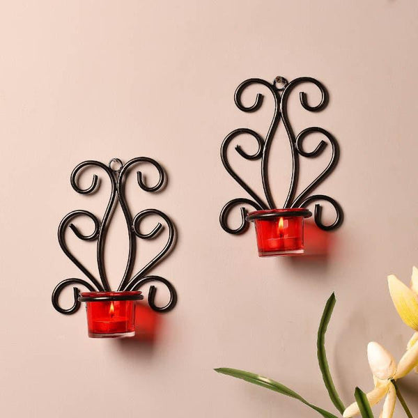 Buy Antique Sconce Candle Holder (Red) - Set Of Two Candle Holders from Vaaree