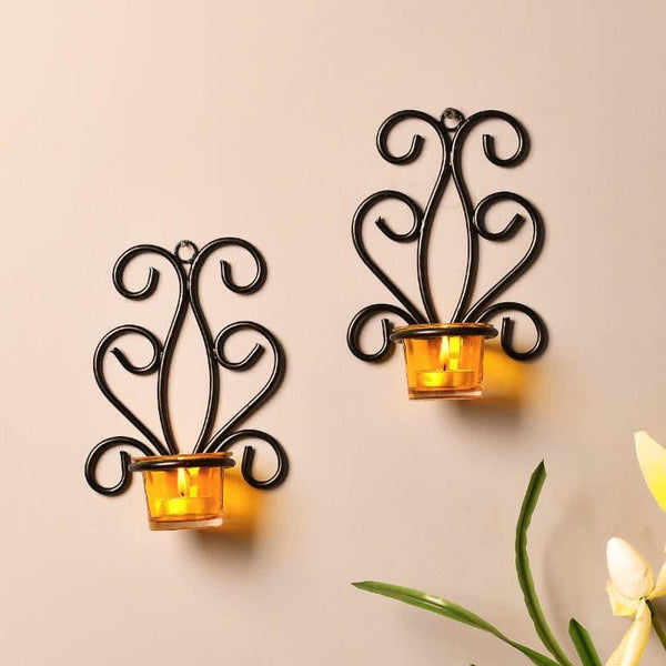 Buy Antique Sconce Candle Holder (Yellow) - Set Of Two Candle Holders from Vaaree