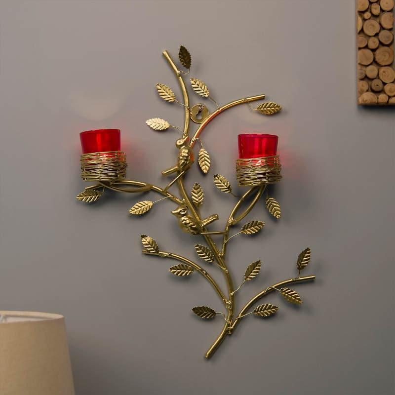 Tea Light Candle Holders - Aurum Stem Candle Holder Votive - Red