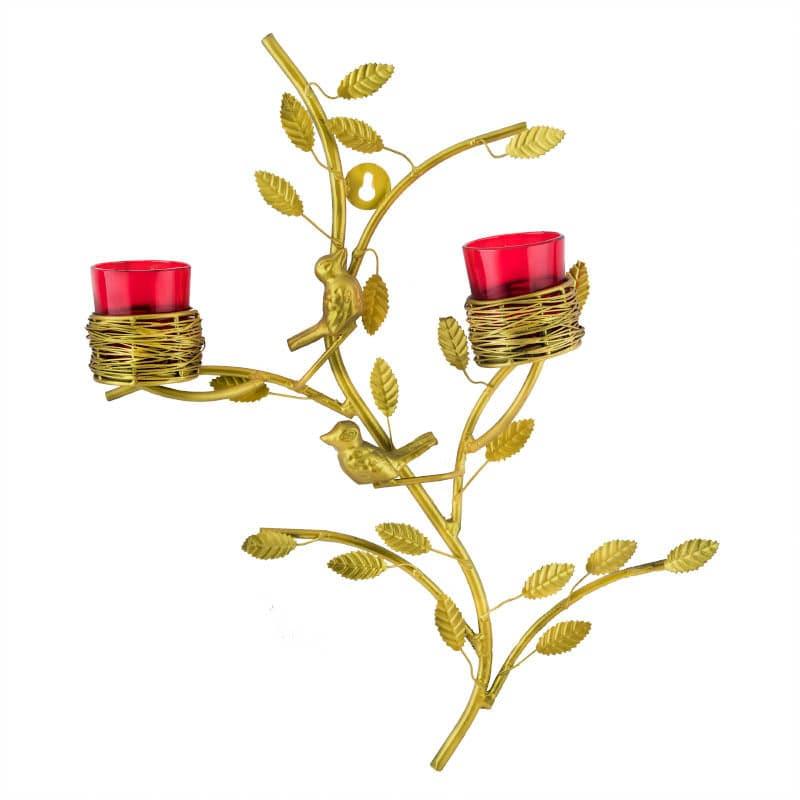 Tea Light Candle Holders - Aurum Stem Candle Holder Votive - Red