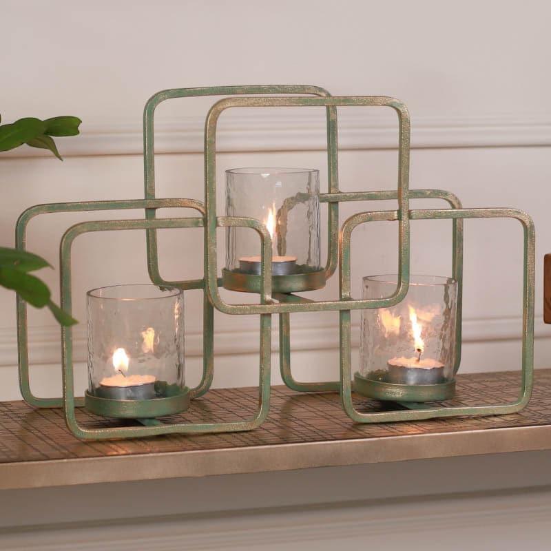 Buy Tea Light Candle Holders - Bella Turquoise Candle Holder - Set Of Three at Vaaree online