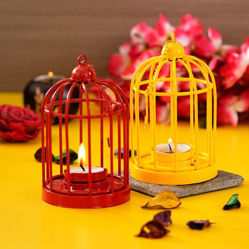 Buy Bird Home Tealight Candle Holder (Red & Yellow) - Set Of Two Candle Holders from Vaaree