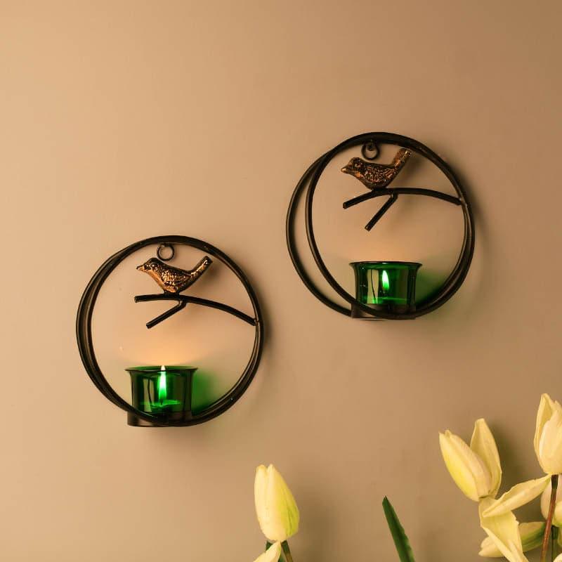 Buy Tea Light Candle Holders - Bird Ring Candle Holder (Green) - Set Of Two at Vaaree online