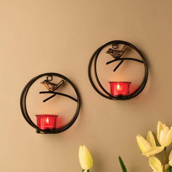 Buy Bird Ring Candle Holder (Red) - Set Of Two Candle Holders from Vaaree