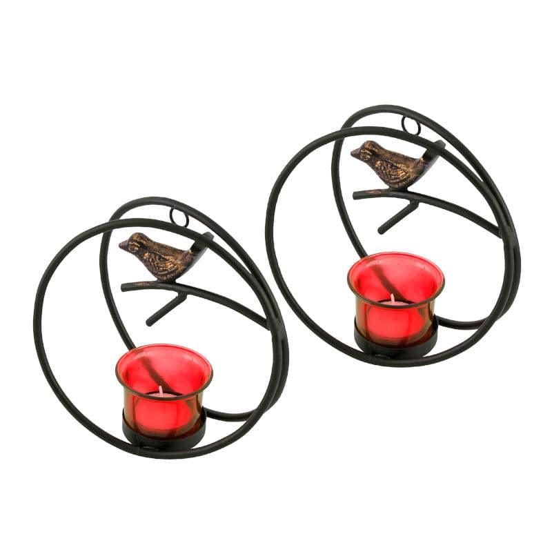 Buy Bird Ring Candle Holder (Red) - Set Of Two Candle Holders from Vaaree