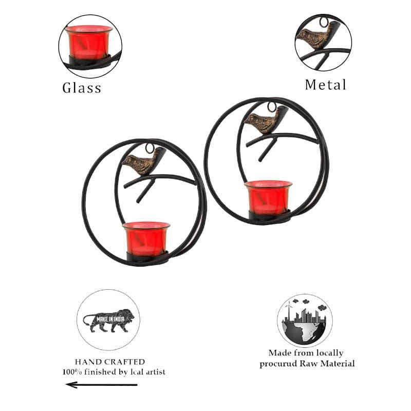 Buy Bird Ring Candle Holder (Red) - Set Of Two Candle Holders from Vaaree