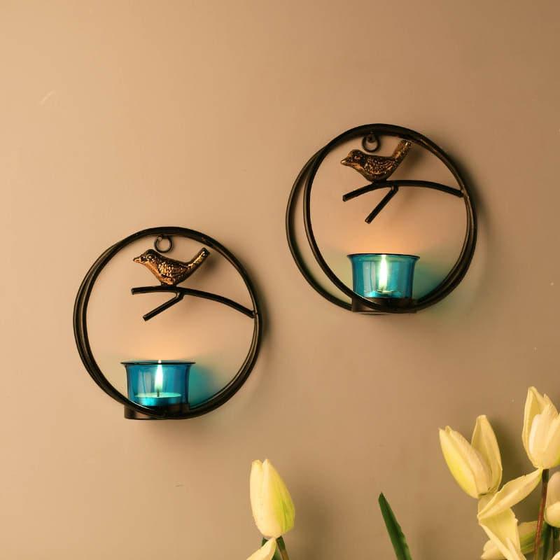 Buy Bird Ring Candle Holder (Turquoise) - Set Of Two Candle Holders from Vaaree