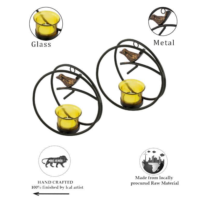 Buy Bird Ring Candle Holder (Yellow) - Set Of Two Candle Holders from Vaaree