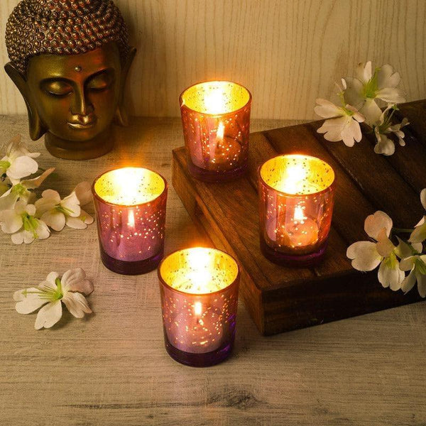 Buy Brionne Tealight Candle Holder (Purple) - Set Of Four Candle Holders from Vaaree