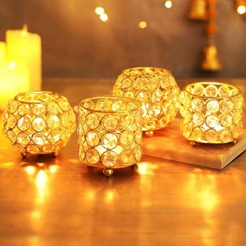 Buy Crystal Fenora Tealight Candle Holder - Set Of Four Candle Holders from Vaaree