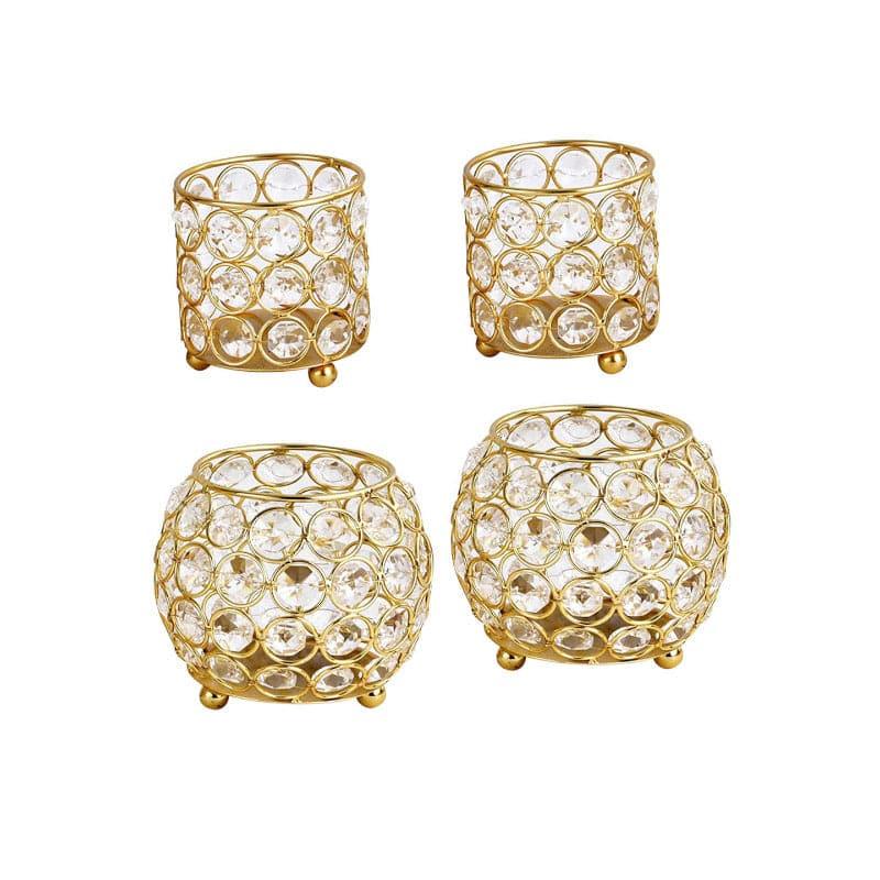 Buy Crystal Fenora Tealight Candle Holder - Set Of Four Candle Holders from Vaaree