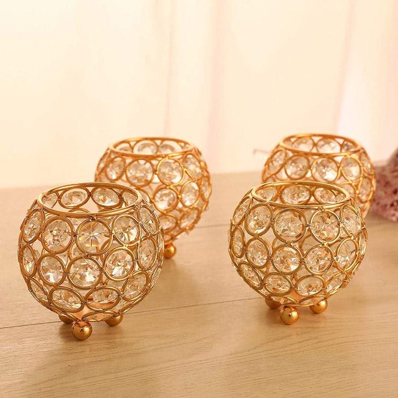 Buy Crystal Glory Tealight Candle Holder - Set Of Four Candle Holders from Vaaree