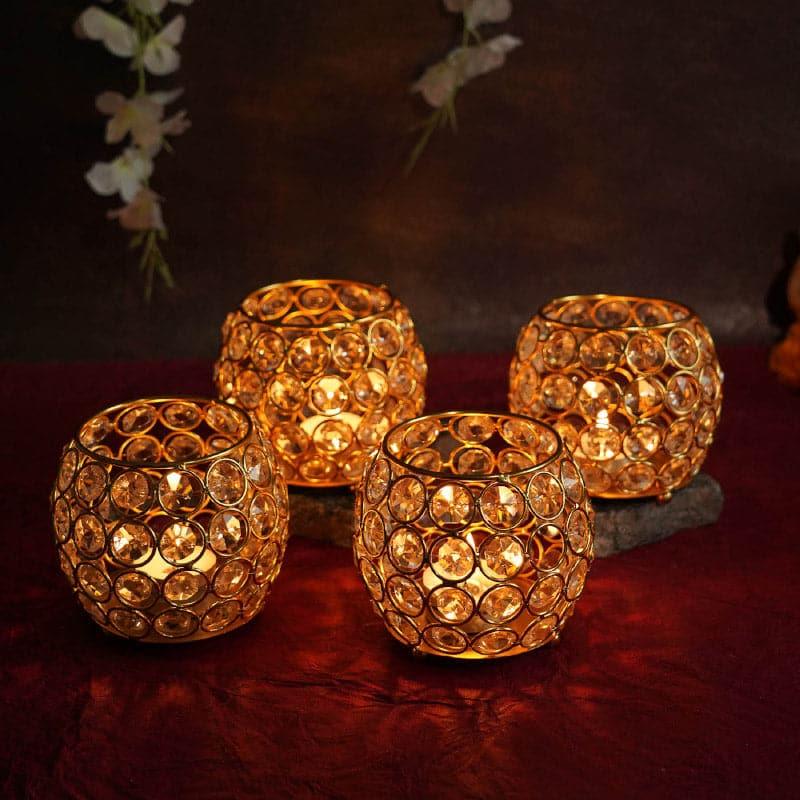 Buy Crystal Glory Tealight Candle Holder - Set Of Four Candle Holders from Vaaree