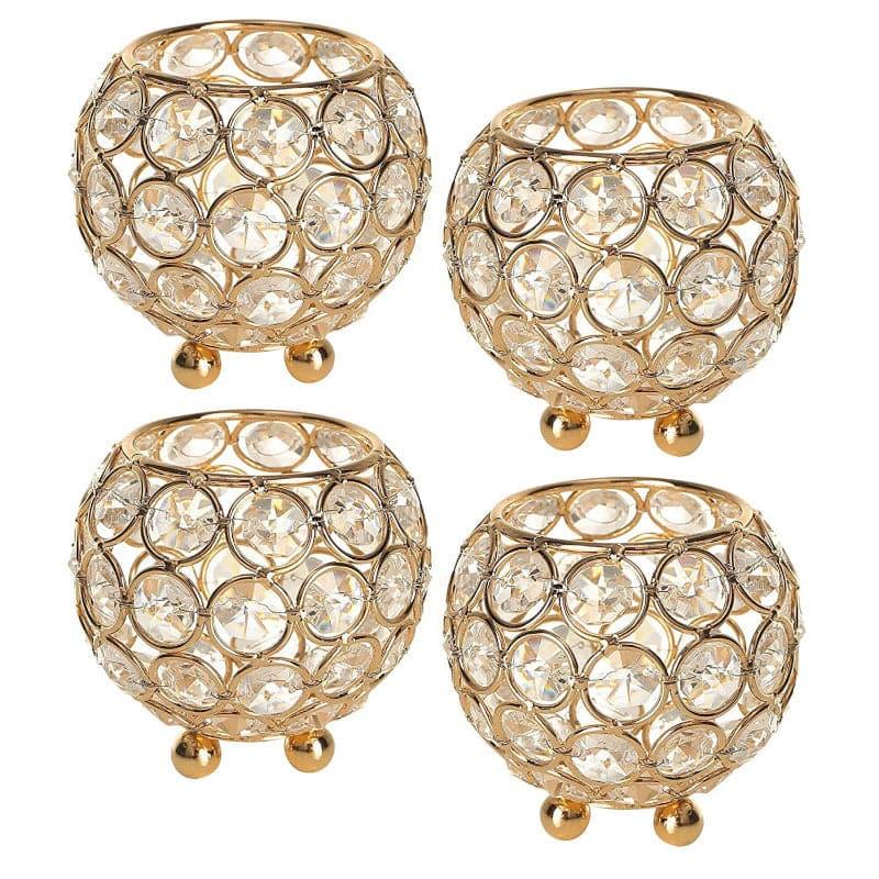 Buy Crystal Glory Tealight Candle Holder - Set Of Four Candle Holders from Vaaree