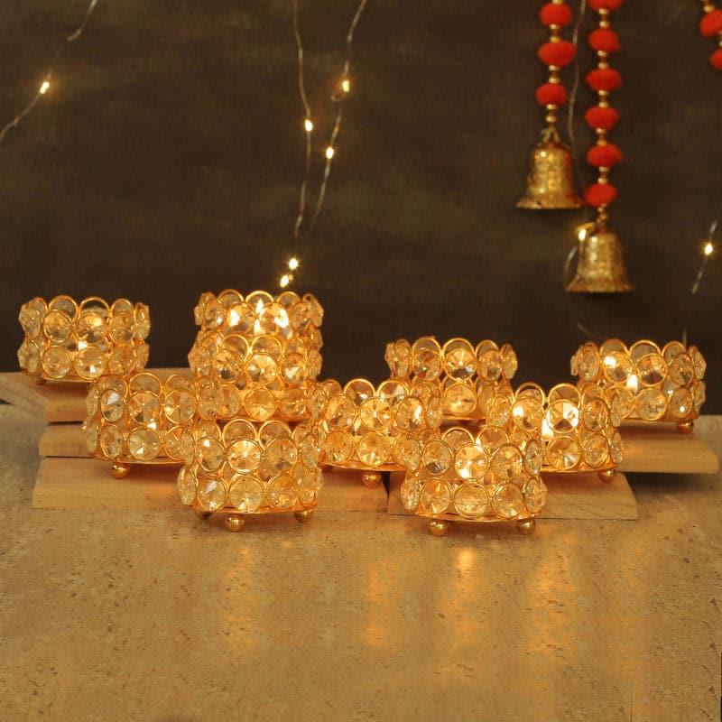 Buy Crystal Glory Tealight Candle Holder - Set Of Ten Candle Holders from Vaaree