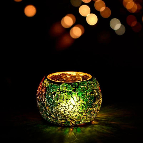 Buy Tea Light Candle Holders - Dayanita Mosaic Glass Tealight Candle Holder at Vaaree online
