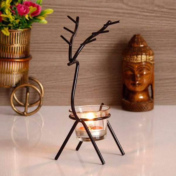 Buy Deer Dream Tealight Candle Holder - Black Candle Holders from Vaaree