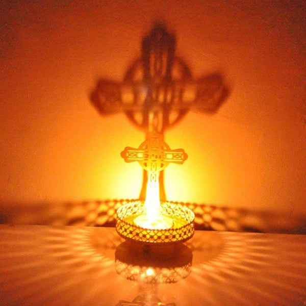 Tea Light Candle Holders - Divine Shadow Cross Tealight Holder