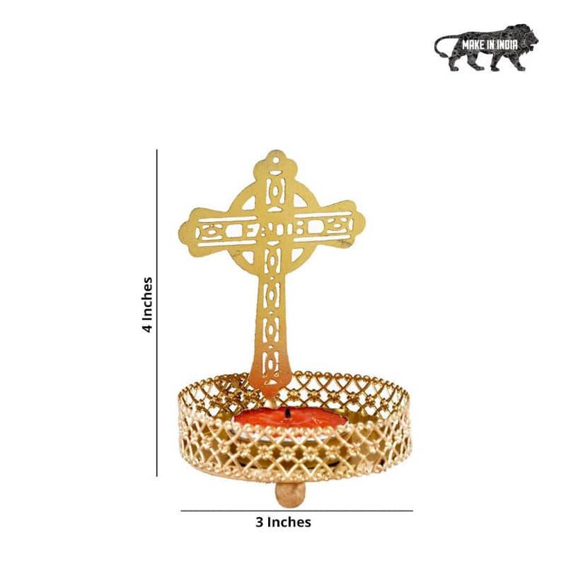 Buy Divine Shadow Cross Tealight Holder Candle Holders from Vaaree