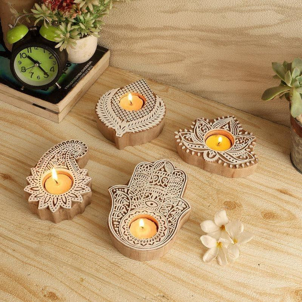 Buy Tea Light Candle Holders - Ethnic Grove Tealight Candle Holder - Set Of Four at Vaaree online