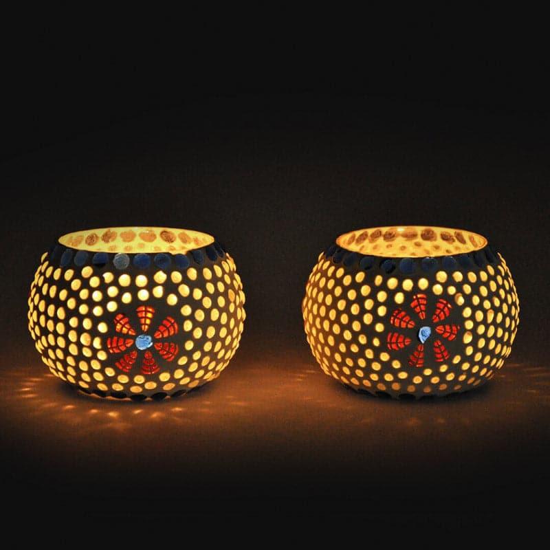 Buy Florado Mosaic Tealight Candle Holder - Set Of Two Candle Holders from Vaaree