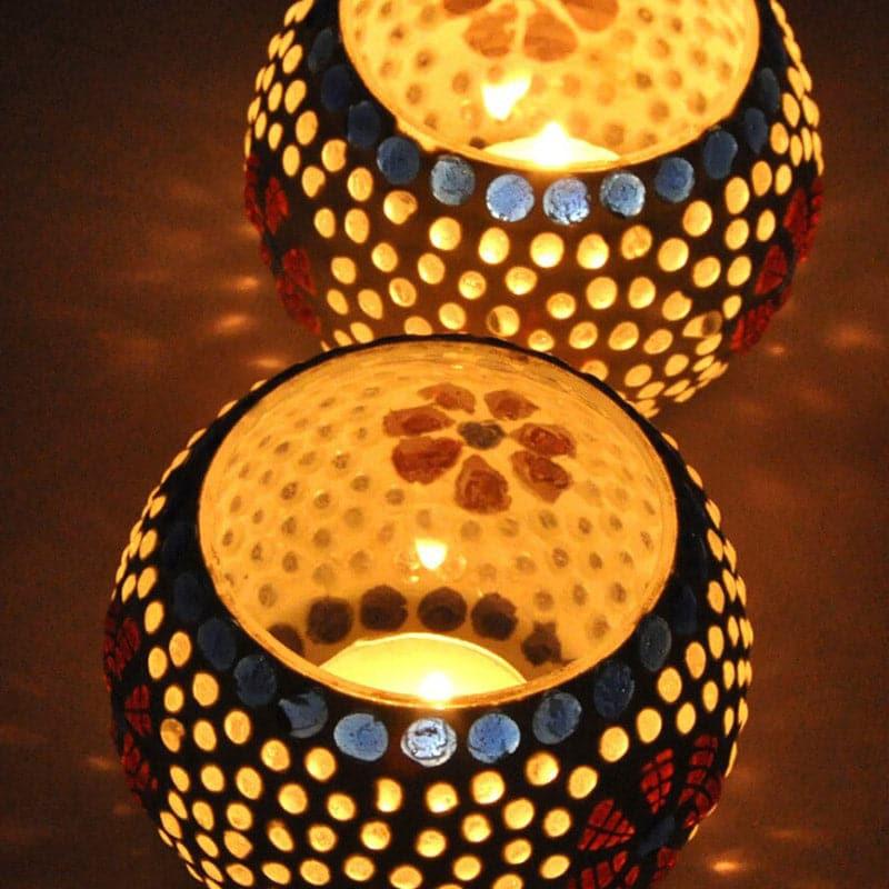 Buy Florado Mosaic Tealight Candle Holder - Set Of Two Candle Holders from Vaaree