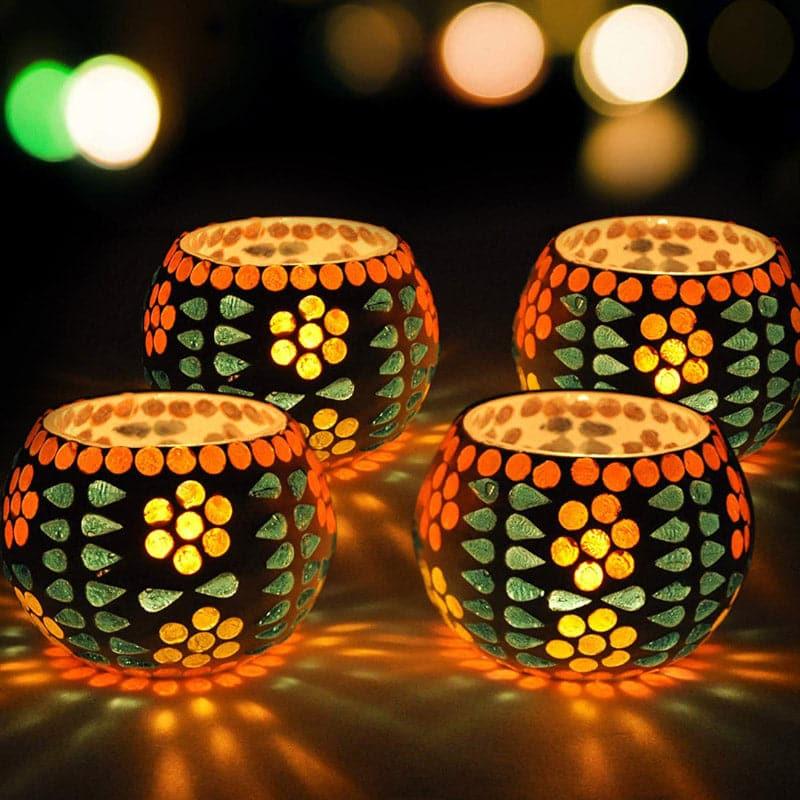 Buy Floral Dot Tealight Candle Holder - Set Of Four Candle Holders from Vaaree