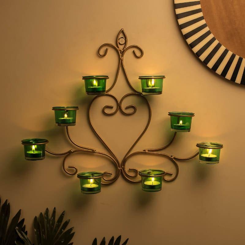 Buy Floral Gold Frame Candle Holder - Green Candle Holders from Vaaree