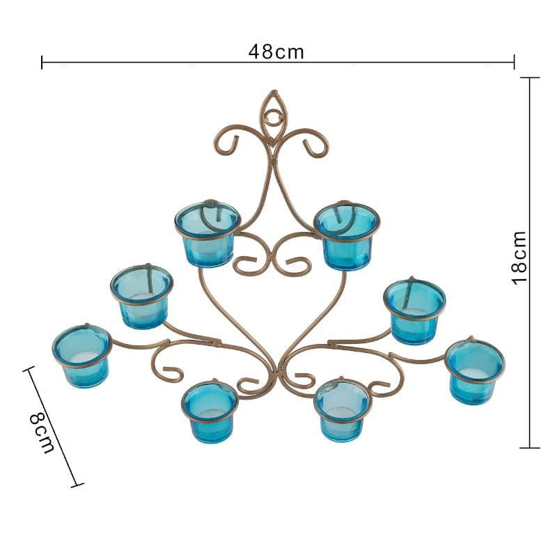 Buy Floral Gold Frame Candle Holder - Teal Candle Holders from Vaaree