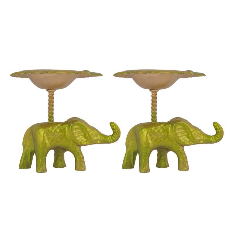 Buy Gajmukut Tealight Candle (Green) - Set Of Two Candle Holders from Vaaree