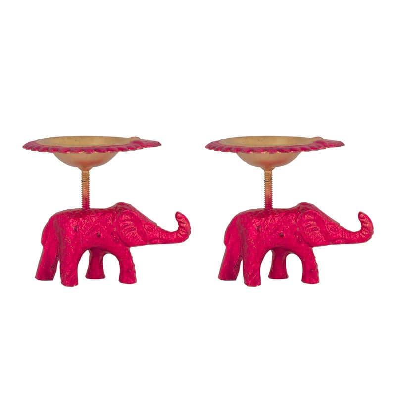 Buy Gajmukut Tealight Candle (Pink) - Set Of Two Candle Holders from Vaaree