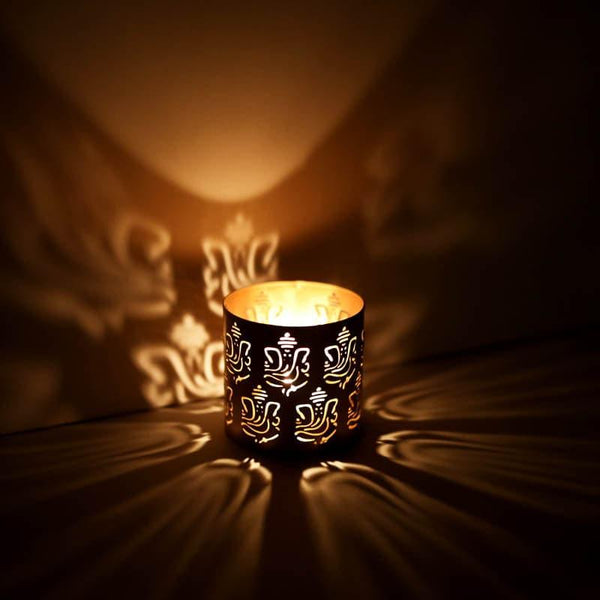 Tea Light Candle Holders - Ganesha Shadow Tea Light Holder