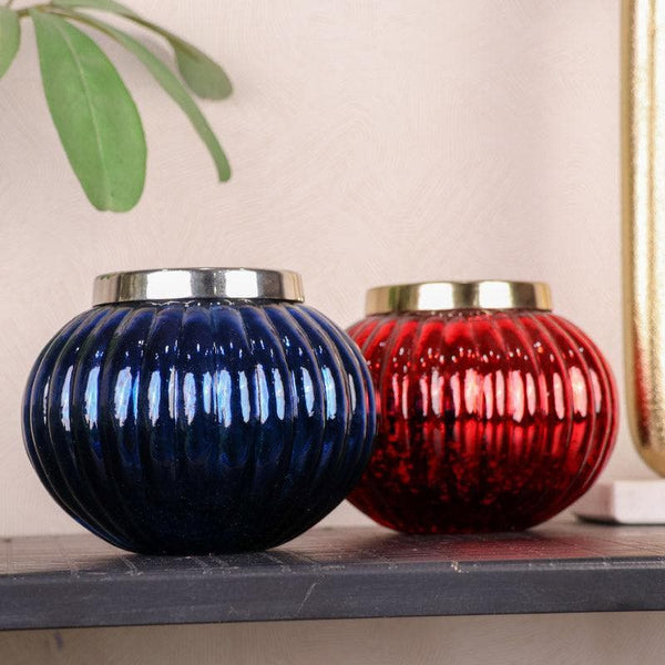 Buy Globe Glow Votive (Blue & Red) - Set Of Two Candle Holders from Vaaree