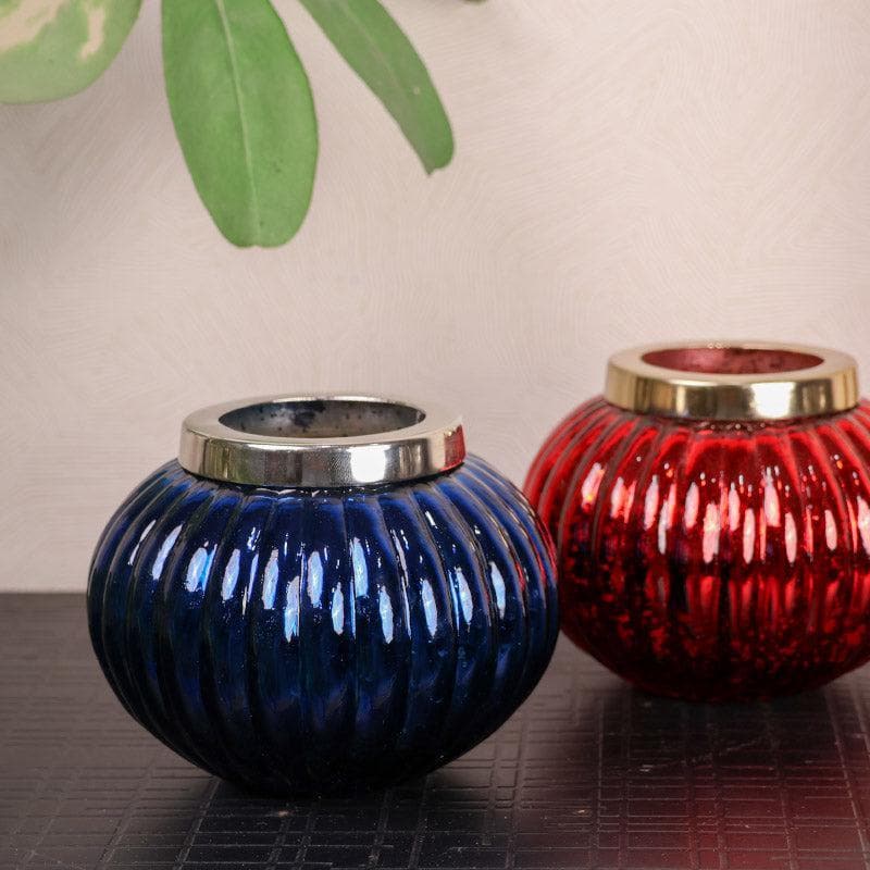 Buy Globe Glow Votive (Blue & Red) - Set Of Two Candle Holders from Vaaree