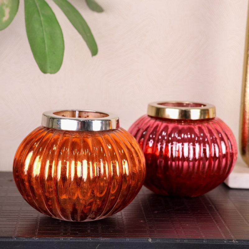 Buy Globe Glow Votive (Orange & Pink) - Set Of Two Candle Holders from Vaaree