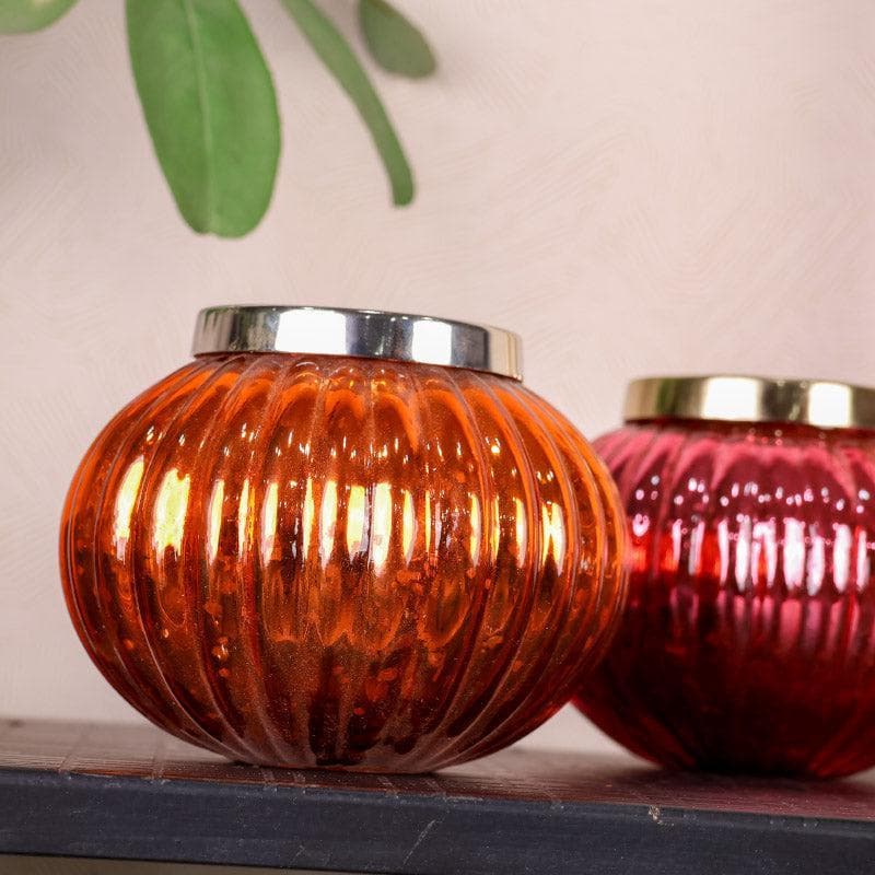 Buy Globe Glow Votive (Orange & Pink) - Set Of Two Candle Holders from Vaaree