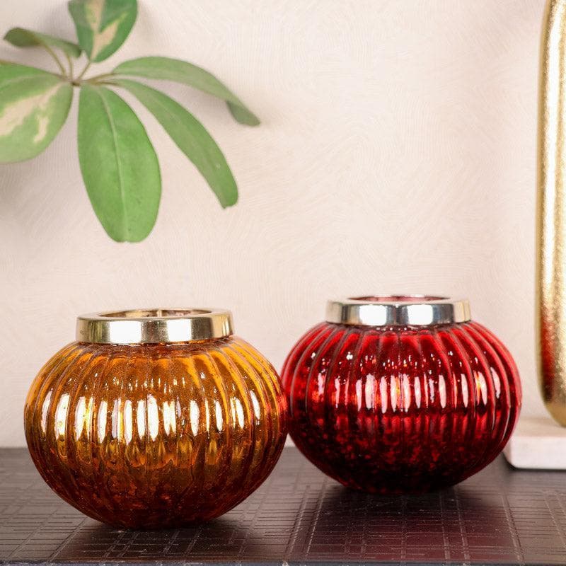 Buy Globe Glow Votive (Yellow & Red) - Set Of Two Candle Holders from Vaaree