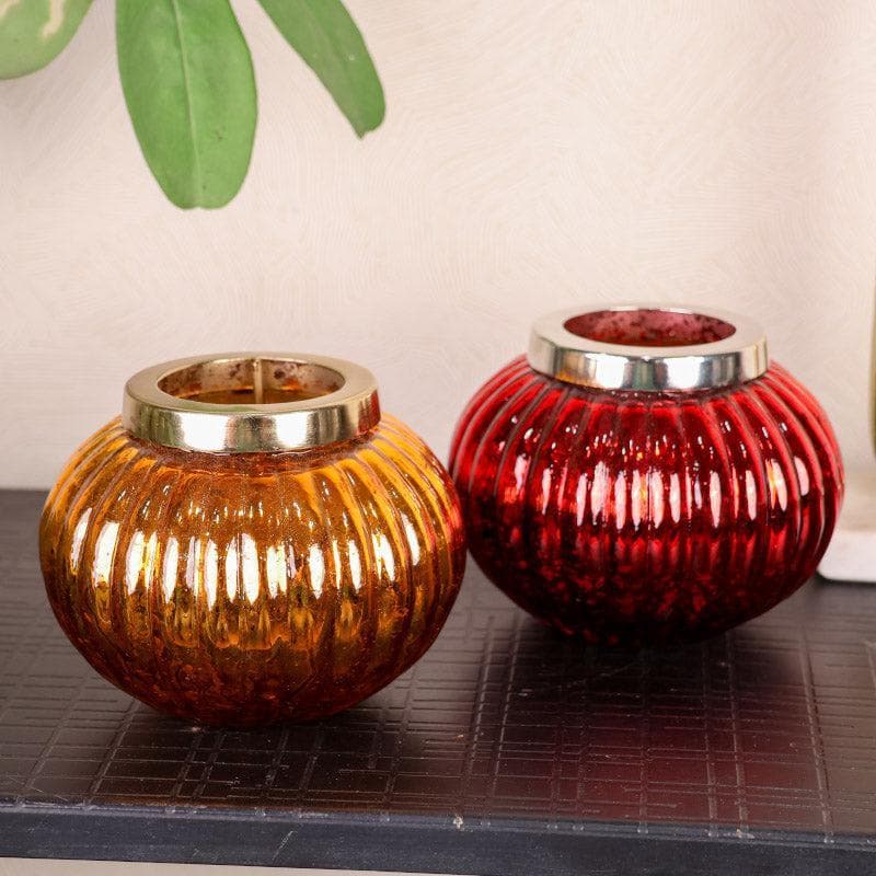 Buy Globe Glow Votive (Yellow & Red) - Set Of Two Candle Holders from Vaaree