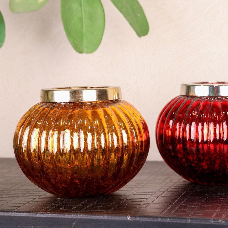 Buy Globe Glow Votive (Yellow & Red) - Set Of Two Candle Holders from Vaaree