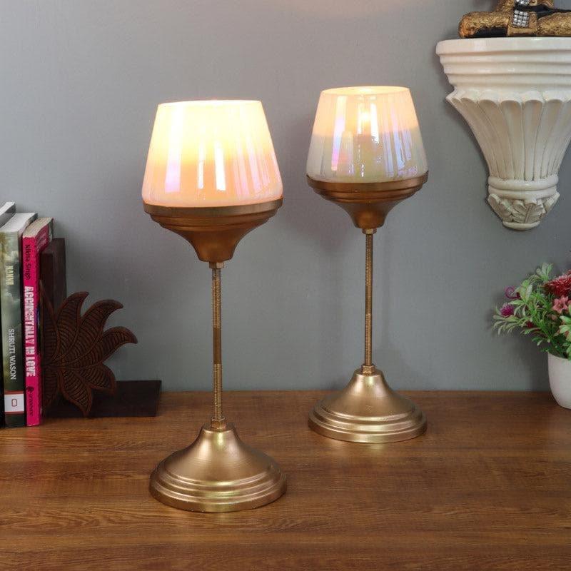 Buy Goblet Glamour Tealight Candle Holder - Set Of Two Candle Holders from Vaaree