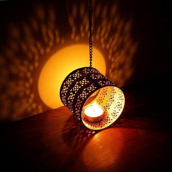 Tea Light Candle Holders - Hanging Jali Cylindrical Tealight Holder