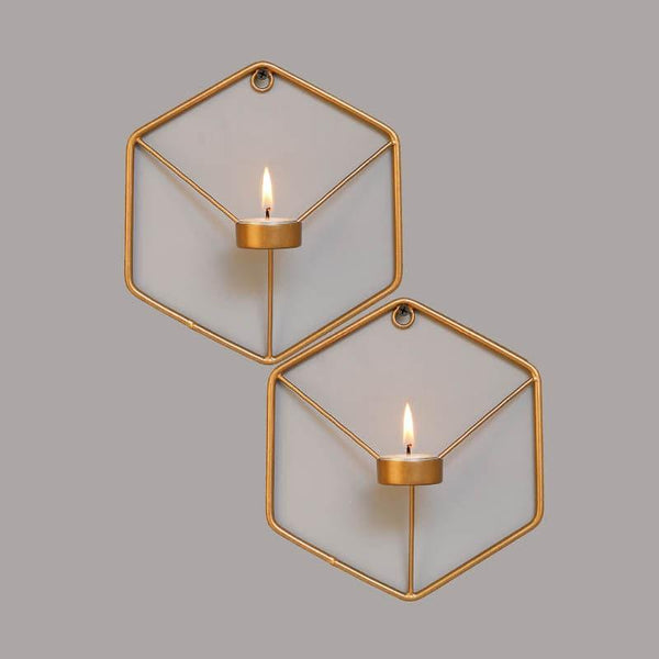 Buy Hexagrid Candle Holder - Set Of Two Candle Holders from Vaaree