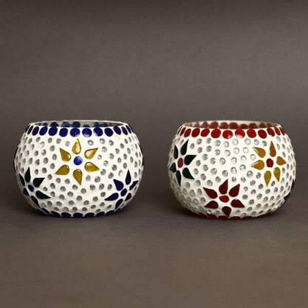 Buy Tea Light Candle Holders - Jana Mosaic Glass Tealight Candle Holder - Set Of Two at Vaaree online