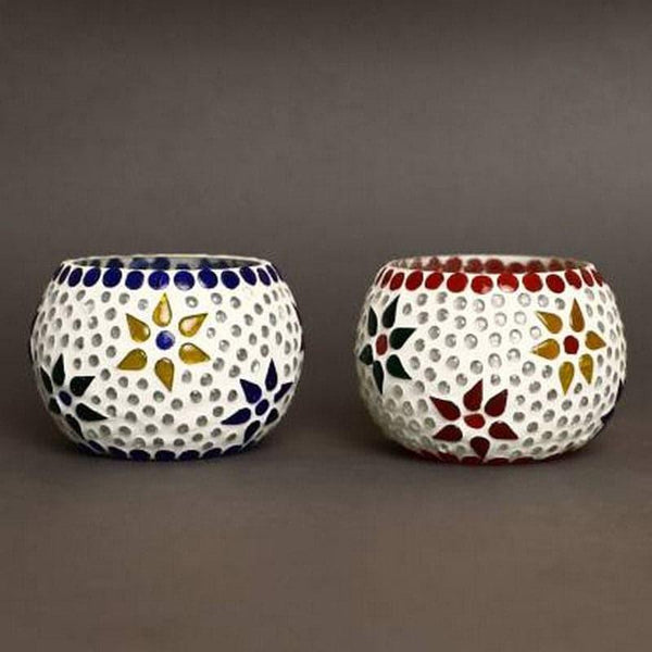 Buy Jana Mosaic Glass Tealight Candle Holder - Set Of Two Candle Holders from Vaaree