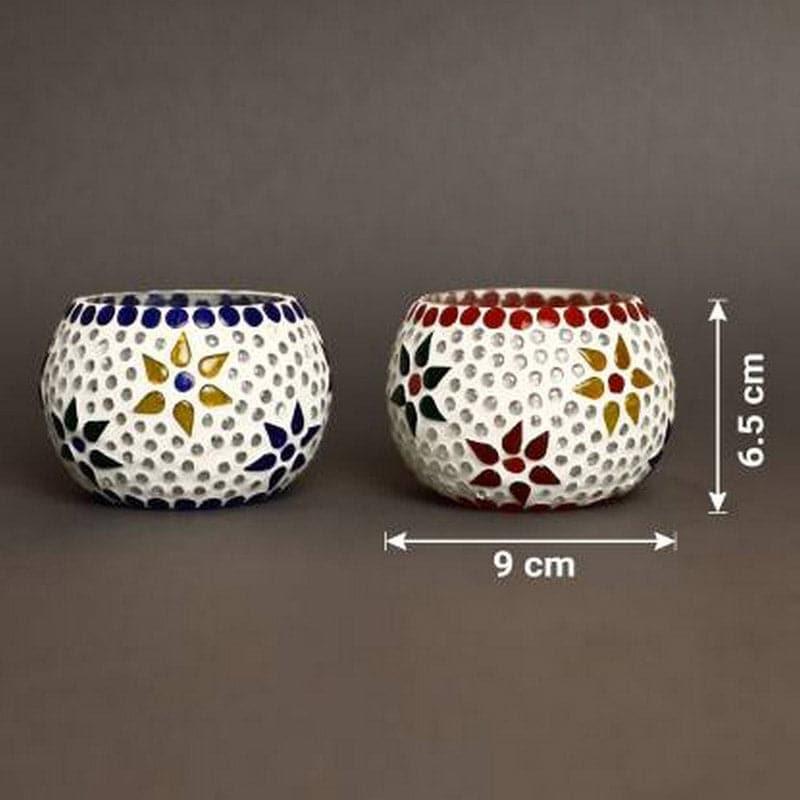 Buy Jana Mosaic Glass Tealight Candle Holder - Set Of Two Candle Holders from Vaaree