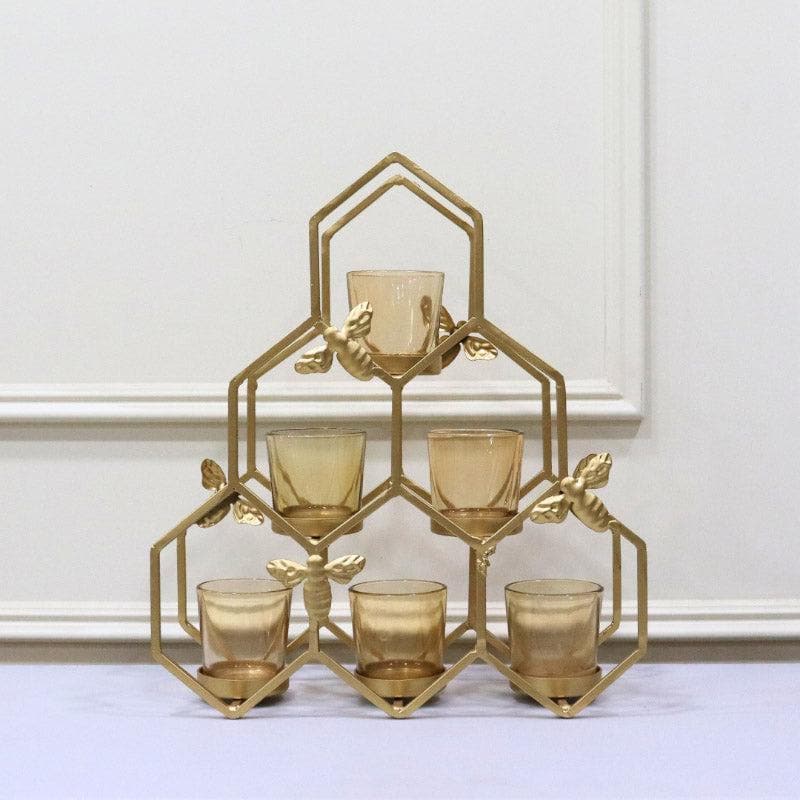 Buy Kailan Pyramid Tealight Holder - Gold Candle Holders from Vaaree