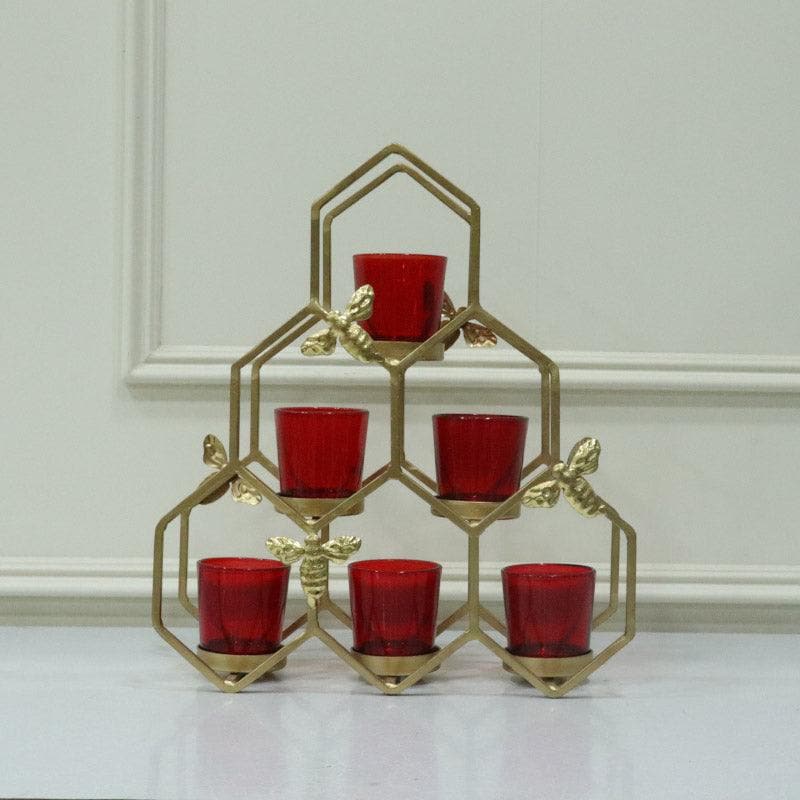 Tea Light Candle Holders - Kailan Pyramid Tealight Holder - Red