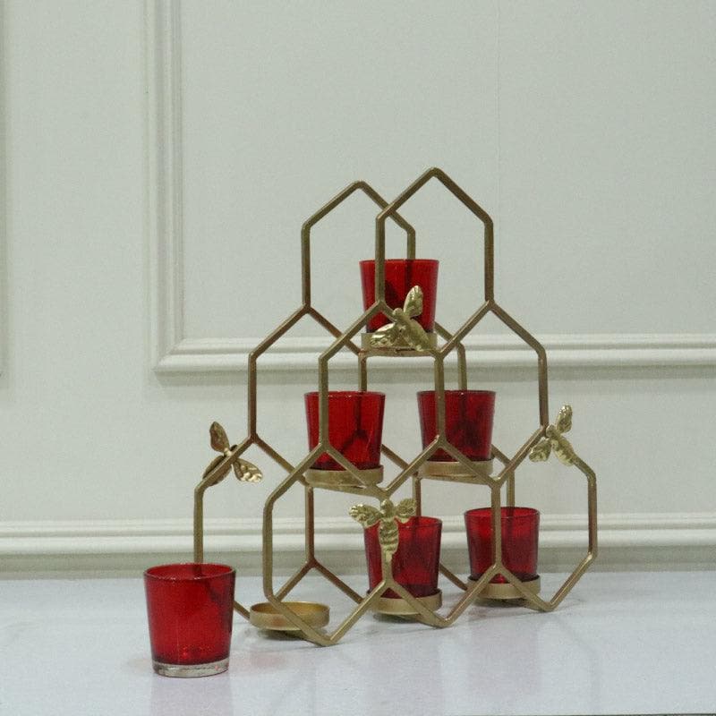 Tea Light Candle Holders - Kailan Pyramid Tealight Holder - Red