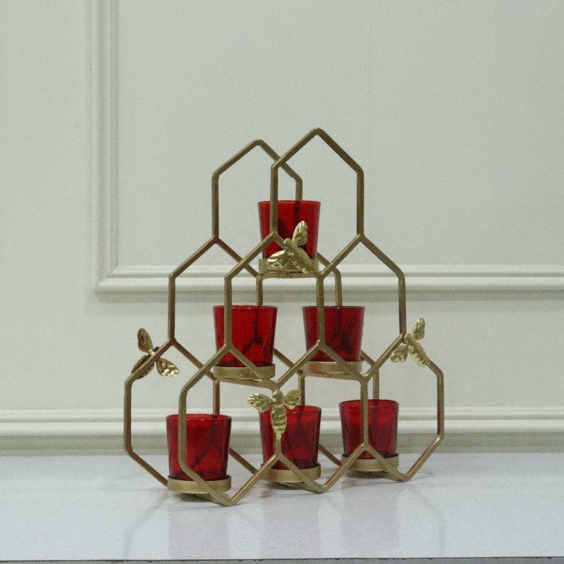 Tea Light Candle Holders - Kailan Pyramid Tealight Holder - Red